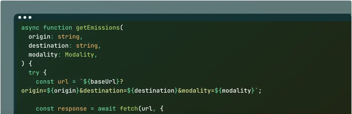 Example code of API call